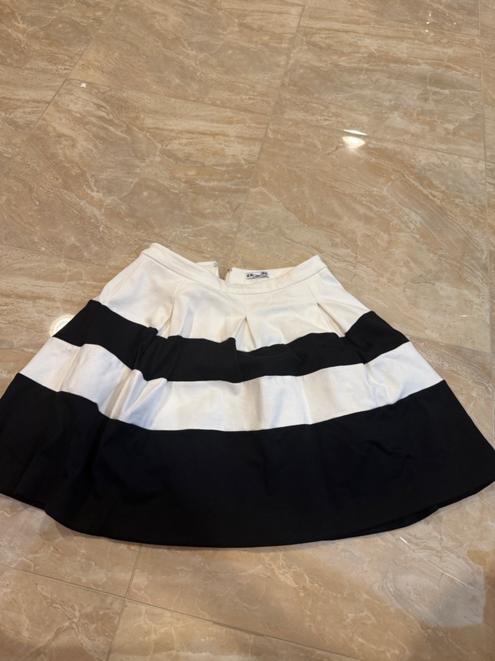 Express Black and White Striped Circle Skirt